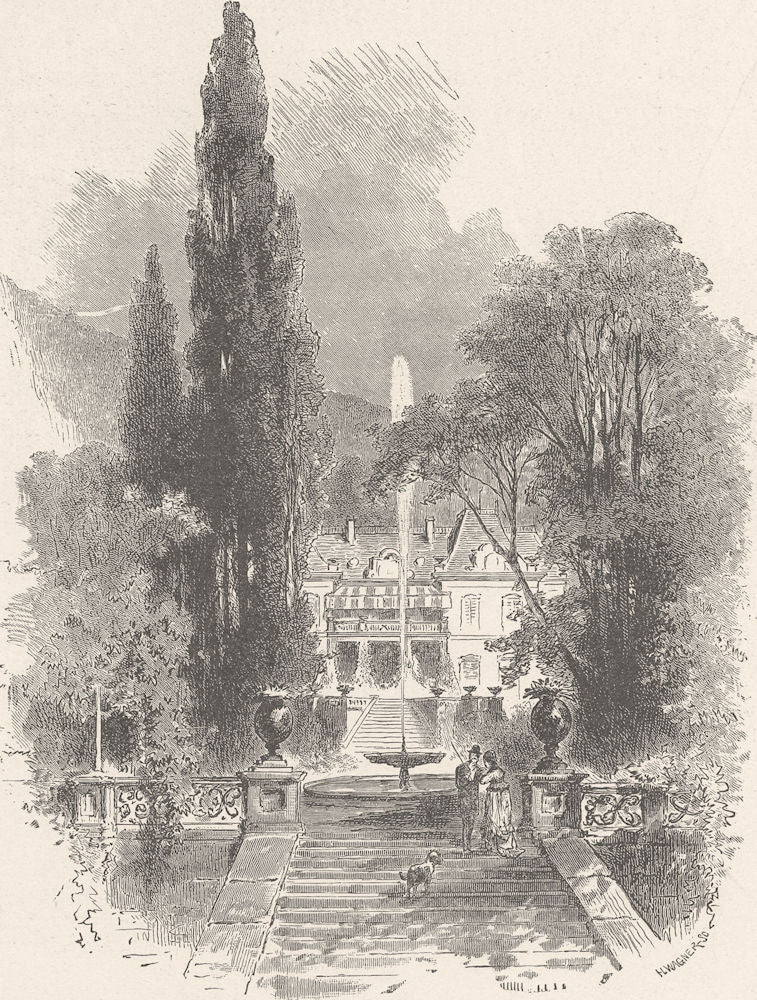 GERMANY. Villa in the Lichten Valley 1903 old antique vintage print picture